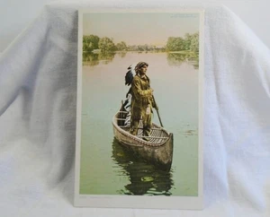 Hiawatha's Arrival Native American Indian in Canoe Antique Postcard Unused 1904 - Picture 1 of 2
