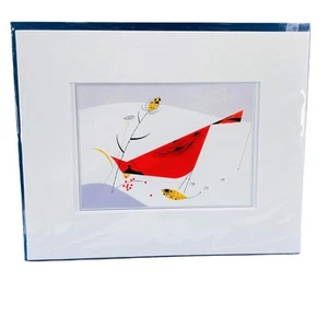 Cardinal Cuisine Charley Harper Birds Matted Notecard White Style A 8 x 10" - Picture 1 of 1