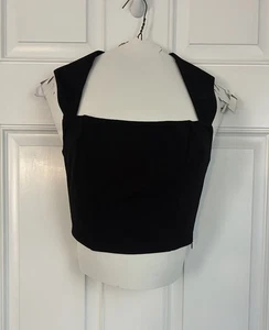 Lulus Damen XS schwarz gefüttert Cropped Tank Top breite Träger Stretch eckiger Ausschnitt neu ohne Etikett - Bild 1 von 8