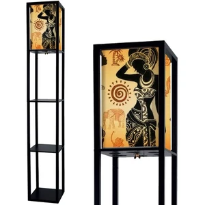 African Set African Masks African Animals Standing Lamp with Shelves Flaxen F... - Picture 1 of 6