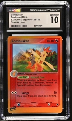CGC 10 GEM MINT Combusken EX Ruby & Sapphire 28/109 Reverse Holo Pokemon Card - Image 1 of 2
