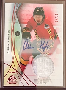QUINN HUGHES All-Star Red Auto Jersey Canucks 14/35 2024-25 UD SP gioco usato - Foto 1 di 2