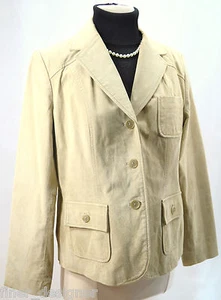 New Style & Co. Genuine Suede LEATHER Beige JACKET Button COAT tailored SZ L LRG - Picture 1 of 5