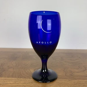 Libbey Wine Glass Cobalt Blue Apollo Crescent Moon Vintage Celestial Dark - Picture 1 of 10