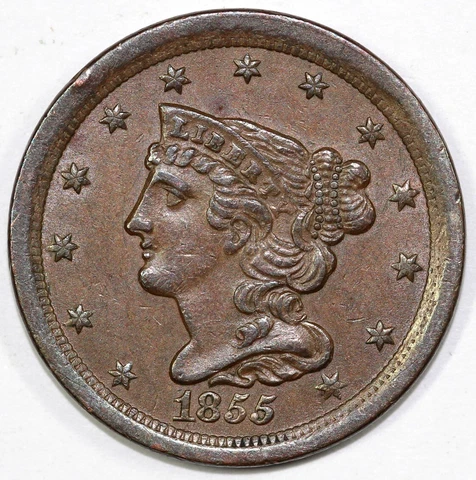 1855 1/2c Braided Hair Half Cent Cover