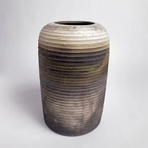 Vaso vintage Toshiko Takaezu stile studio ceramica rigato grande 12”h - Foto 1 di 11