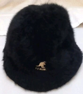 Sombrero Kangol Casual Negro Mezcla Angora REGULAR (Pequeño) Tamaño Cubo Rap Difuso  Foto 1 de 4