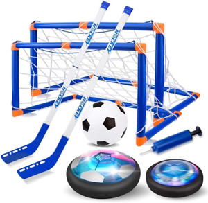Kid Toys Hover Hockey Soccer Ball Set with 3 Goals, Rechargeable Floating Air So