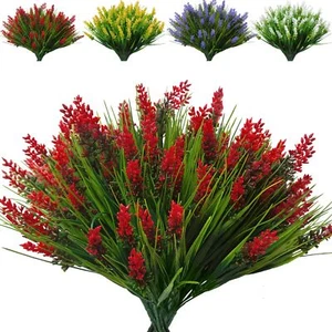 12 Bundles Artificial Plants Outdoor Fake Monkey Grass UV Resistant Faux Shru... - Picture 1 of 7