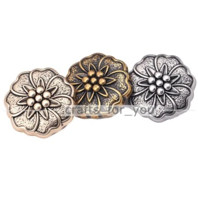 6PCS FLORAL 18MM-25MM METAL SHANK BUTTONS CLOTHING BAG TAILOR SEWING CRAFTS DIY - Image 1 of 4