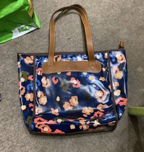 New Large Fossil Tote Bag (leather and oilcloth, brown/ tan & multicolour - Picture 1 of 7