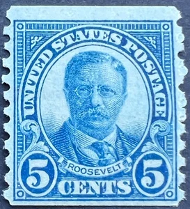 Scott#: 602 - Theodore Roosevelt 5¢ 1924 BPE single stamp MNHOG - Lot 2 - Picture 1 of 2