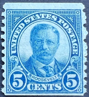 Scott#: 602 - Theodore Roosevelt 5¢ 1924 BPE single stamp MNHOG - Lot 2 - Image 1 of 2