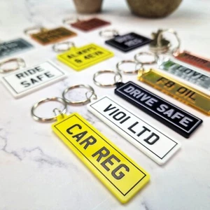 Personalised Number Plate Keyring Car Bike Acrylic Laser Cut Gift Handmade UK - Picture 1 of 16