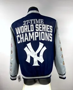 NEW YORK YANKEES 27 TIME WORLD SERIES CHAMPIONSHIP Polyester Jacket  S M L XL 2X - Picture 1 of 9