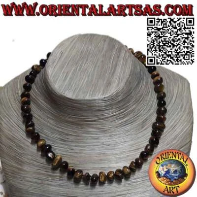 Collana di occhio di tigre naturali a ciottoli irregolari con chiusura argento - Immagine 1 di 4