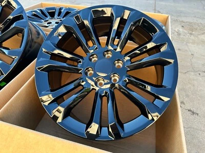 2025 22" Black Set of 4 Wheels Chevy Silverado Tahoe Suburban GMC Sierra Yukon - Image 1 of 4