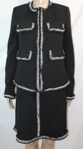Hilary Radley Katherine Barclay schwarzes Kleid & Jacke Anzug weiß Garnbesatz neu mit Etikett S - Bild 1 von 20