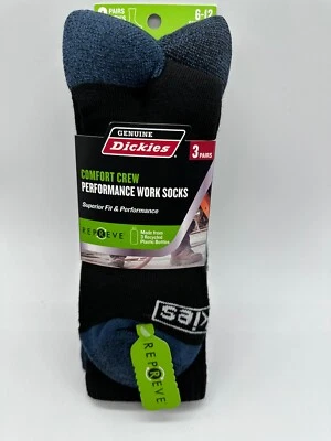 NUEVOS 3 PARES DE CALCETINES DE TRABAJO DICKIES GENUINOS CONFORT CREW RENDIMIENTO PARA HOMBRE TALLA 6-12 Foto 1 de 4