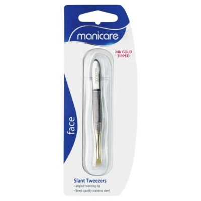 Manicare Face Slant Tweezers - Gold Tipped Precision Angled Tweezing Tip 36500 - image 1 of 2