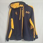 And1 And One Hoodie Men Sz L Sweatshirt Hooded Pockets Navy Blue Yellow Full Zip