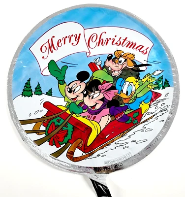 Globo de helio M&D Mylar vintage años 90 Disney Navidad Mickey Minnie Goofy Foto 1 de 4