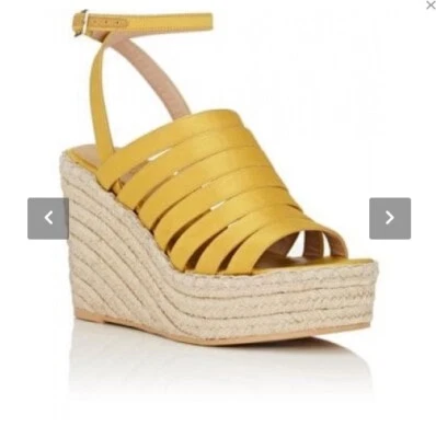 Sandalias alpargata de satén Barneys NY tejido-yute-envoltura plataforma cuña venta al por menor $350 Foto 1 de 3