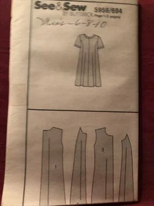 Abito sciolto Butterick See&Sew modello cucito 5956 taglia 6-10 non tagliato senza busta - Foto 1 di 2