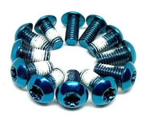 12 Stück Scheibenbremsscheibenschrauben Torx M5x10mm MTB Rennrad Fahrrad blau eloxiert NEU - Bild 1 von 1
