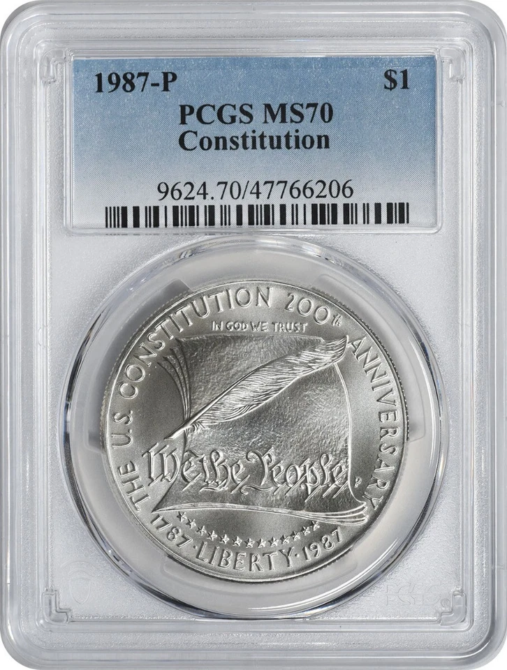 1987-P Constitution Silver Commemorative Dollar MS70 PCGS - Image 1 of 2