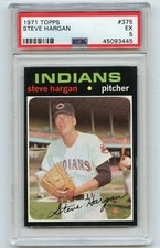 1971 TOPPS BASEBALL #375 STEVE HARGAN, CLEVELAND INDIANS - PSA 5 EX (93445)