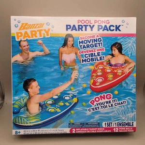 Banzai Pool Pong Party Pack Set Wasserspiel aufblasbares schwimmendes Spielzeug Schwimmer versiegelt - Bild 1 von 3
