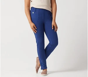 Quacker Factory DreamJeannes Slim-Leg Ankle Pants-Navy-XXS-NEW-A351156 - Picture 1 of 2