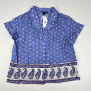 Camicia abbottonata Banana Republic colletto costiero da donna blu taglia XSP nuova con etichette - Foto 1 di 7