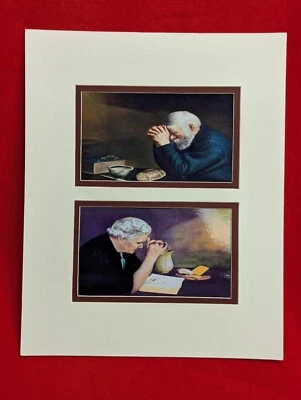 ENSTROM GARREN GRAÇA E GRATIDÃO HOMEM MULHER REZANDO Marrom Fosco PRONTO PARA ENQUADRAR - Imagem 1 de 2