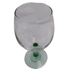 Wine Glass Clear Goblet Green Stem - Picture 1 of 3