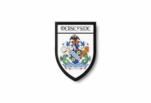 Patch printed shield embroidery border badge souvenir flag county merseyside - Picture 1 of 1