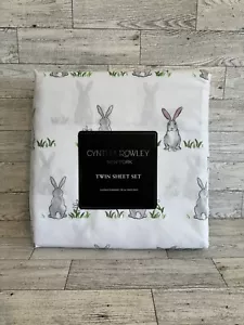 Nuovo set lenzuola gemelle Cynthia Rowley simpatico coniglietto coniglietto primavera Pasqua 3 pezzi - Foto 1 di 3