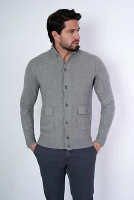 1ª American Cardigan Con Botones 100% Cashmere Para Hombre A Manga Larga - Imagen 1 de 4