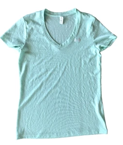 DAMAS Talla XS UNDER ARMOUR Ajuste Suelto Atlético TOP Verde Cuello en V Manga Corta - Imagen 1 de 3