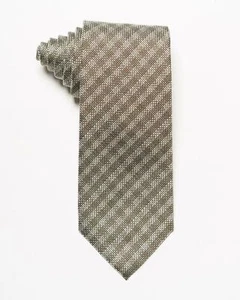 Tom Ford NWT $270 Brown Beige Gray Small Check Plaid 100% Silk Tie 3.25” - Picture 1 of 3