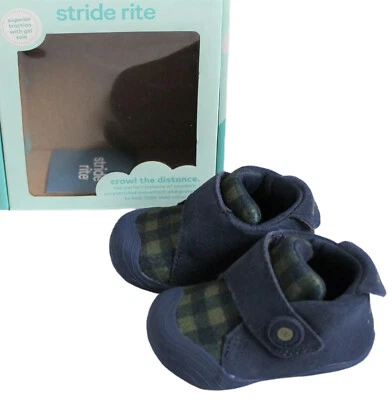 Stride Rite Bebé Niño Talla 3 Mediano Campbell Botín Azul Marino Cuero a Cuadros Unisex Foto 1 de 4
