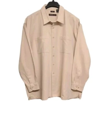 Perry Ellis America Para Hombres 2X Camisa Beige Tela de Gamuza Abotonada Informal Occidental  Foto 1 de 4