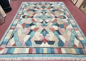 Contemporary Indian Nepali Nursery Room Rug 8x11 Wool Handmade Abstract Carpet - Picture 1 of 12