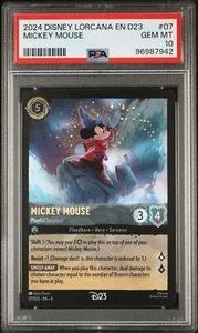 2024 DISNEY LORCANA D23 MICKEY MOUSE PLAYFUL SORCERER 07 PROMO PSA 10 GEM #7942 - Picture 1 of 2