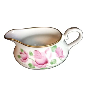 Vintage Kirk China Hand Painted Porcelain Creamer Pink Roses Pattern KIR4 8oz - Picture 1 of 6