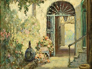 New Orleans Hof Akzent Fliese Wandbild Küche Bad Wand Spritzschutz 8x6 - Bild 1 von 1