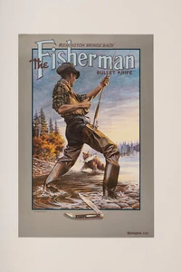 1986 Remington Fisherman Bullet Knife Poster 'Two on the Line' 20" x 30" NOS - Picture 1 of 2