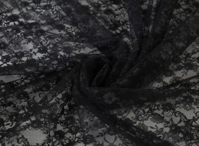 RASCHEL SPITZE Tüllspitze fest Meterware kleine Blüten SCHWARZ EUR 5,98/m - Bild 1 von 3