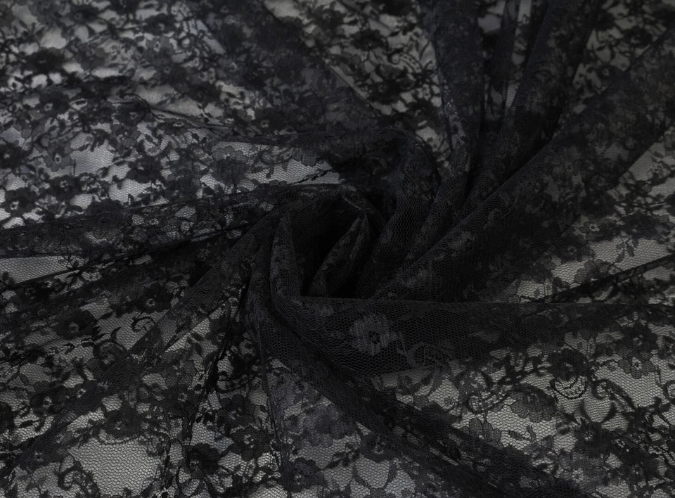 RASCHEL SPITZE Tüllspitze fest Meterware kleine Blüten SCHWARZ EUR 5,98/m - Bild 1 von 3